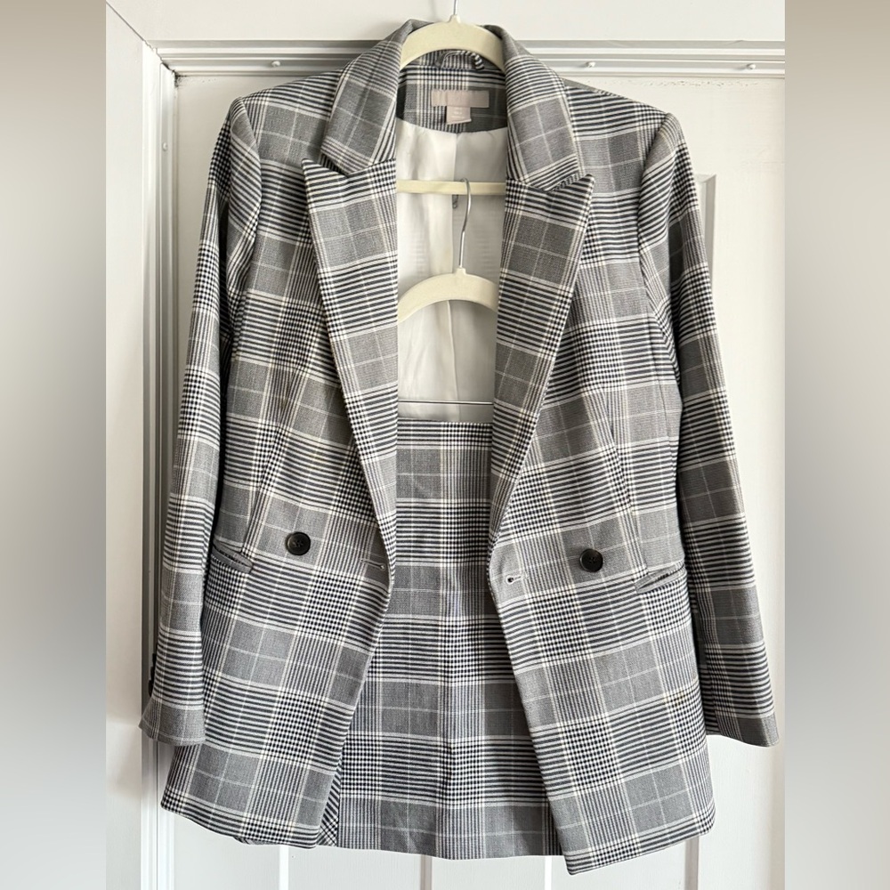 Plaid Gray Women's Blazer